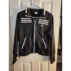 Adidas Womens Track Jacket Black & White Striped Full-Zip Size M
